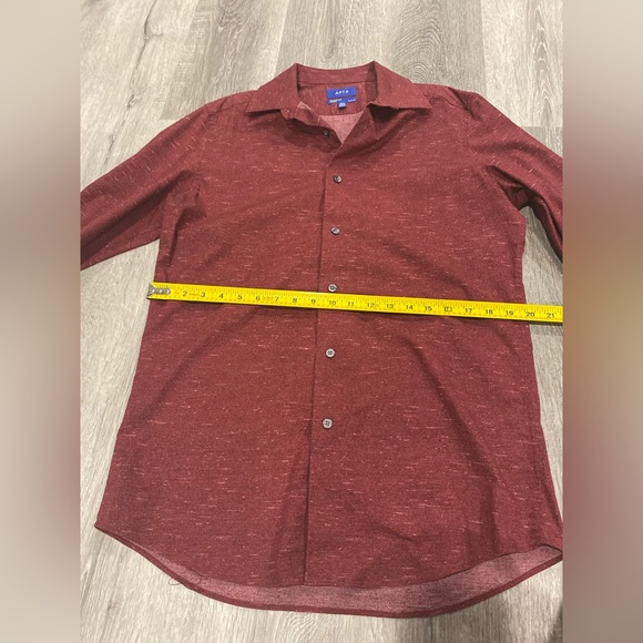 APT 9 Men's button-down shirt, long sleeve, burgundy, fitted. - Picture 7 of 9
